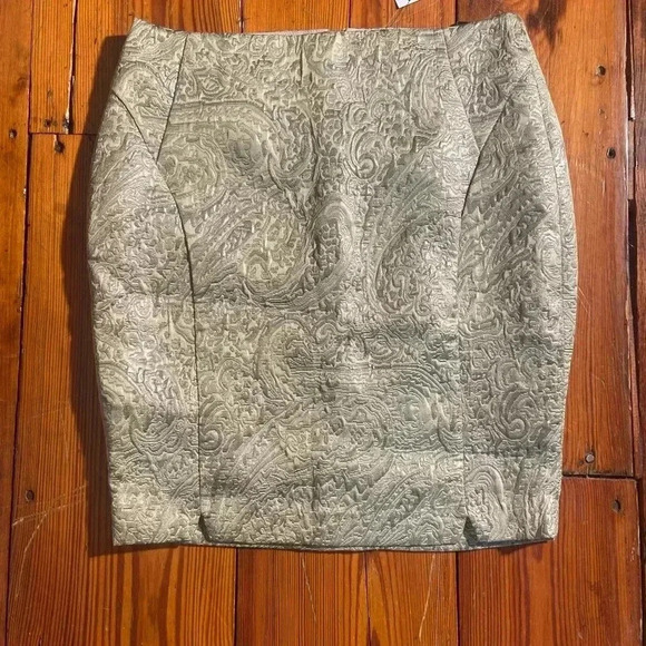 THE LIMITED Gold Paisley Brocade Pencil Skirt Size 14 Shimmery Bodycon Cocktail - Picture 10 of 12